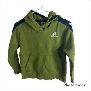 Adidas Green Sweatshirt Sz Small Boys Youth Hooded Pullover Blue Sleeve Kids